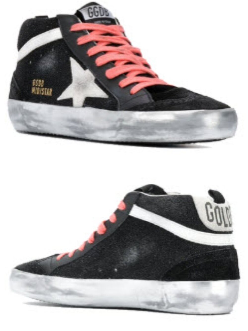 Golden Goose Mid Star Wave Sparkle Black 35 Coral Laces designer collectable